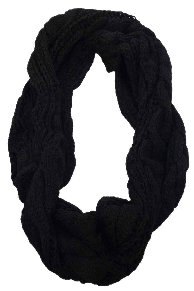 NEOSAN Womens Thick Ribbed Knit Winter Infinity Circle Loop Scarf Twist Black - Image 3